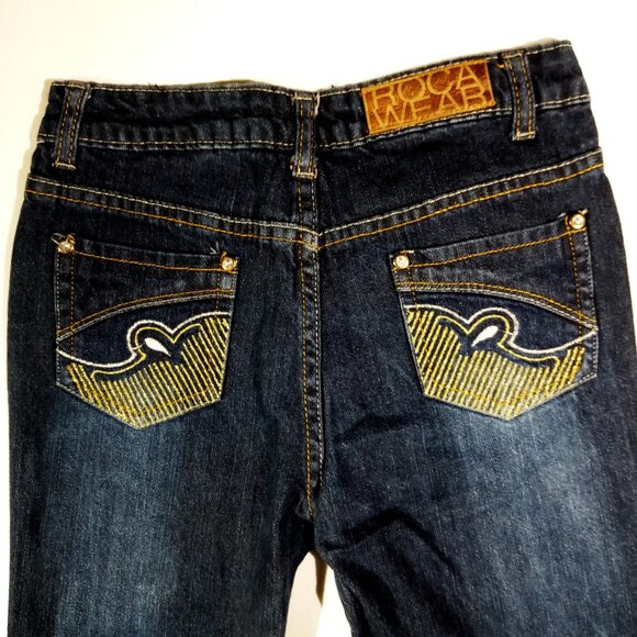 ROCAWEAR JEANS Girls 14 3 Pair Lot 2 Denim 1 Black Metallic Stitch Slim Leg - Picture 5 of 12